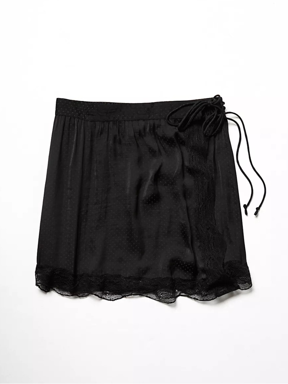 NWT Free People Tied Half Slip Lace Wrap Mini Skirt Black Polka Dot - Picture 8 of 14